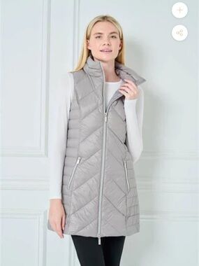 ANORAK CHEVRON QUILTED LONG VEST FOSSIL
